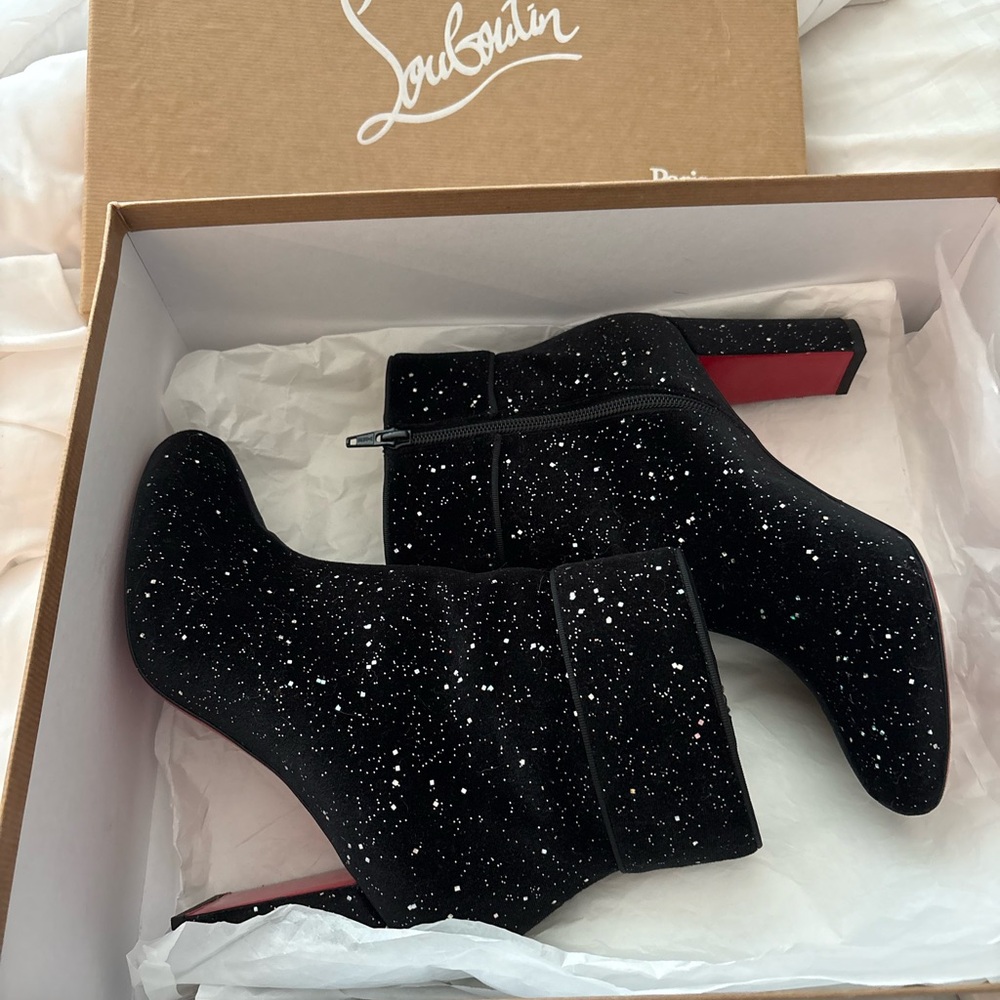 Christian Louboutin Glitter Black Heeled Boots